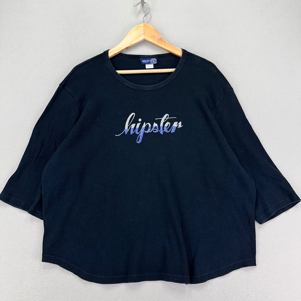 VTG Venezia Jeans T-Shirt‎ 22/24 Hipster Embroidered 1/2 Sleeve Ribbed 90s USA